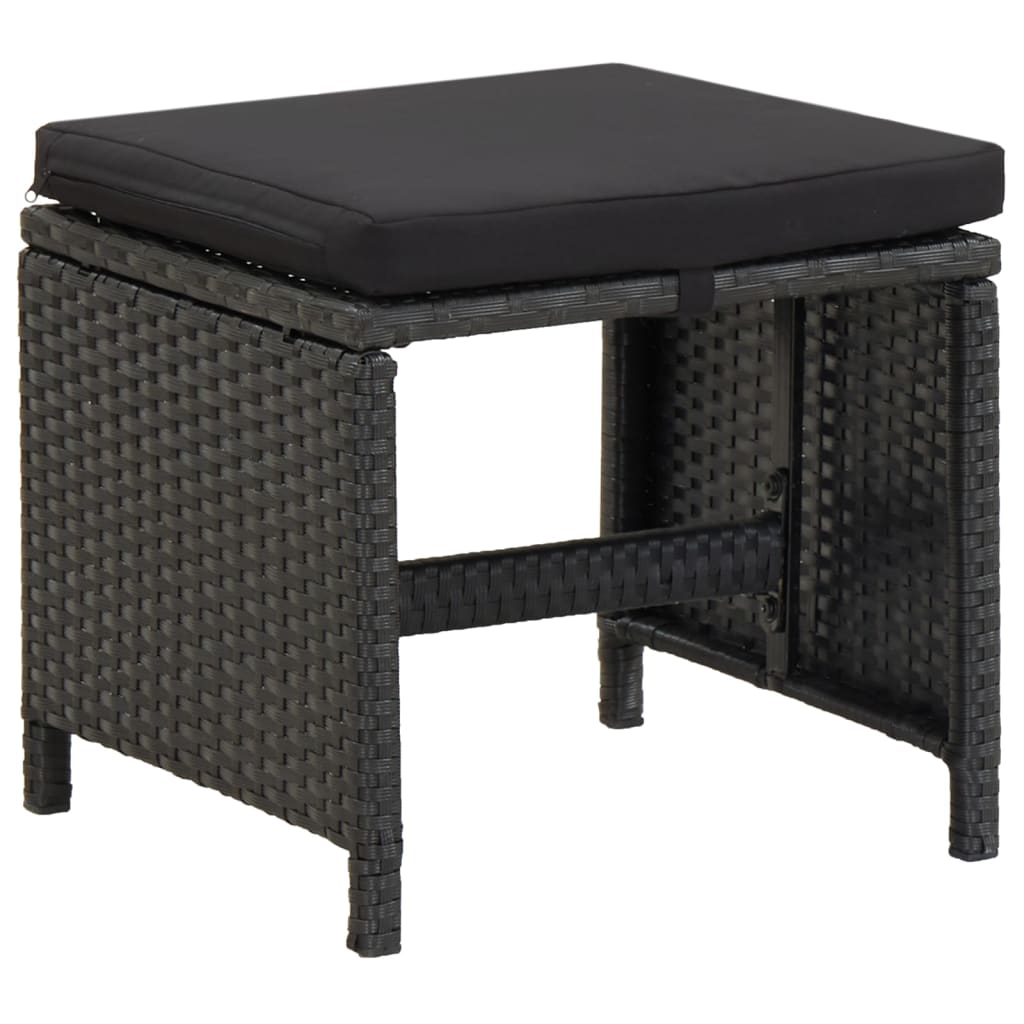 Set mobilier de grădină cu perne, 9 piese, negru, poliratan - Lando