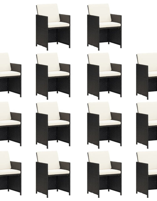 Încărcați imaginea în vizualizatorul Galerie, Set mobilier de exterior cu perne, 15 piese, negru, poliratan - Lando
