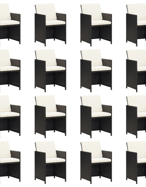 Încărcați imaginea în vizualizatorul Galerie, Set mobilier de grădină cu perne, 17 piese, negru, poliratan - Lando
