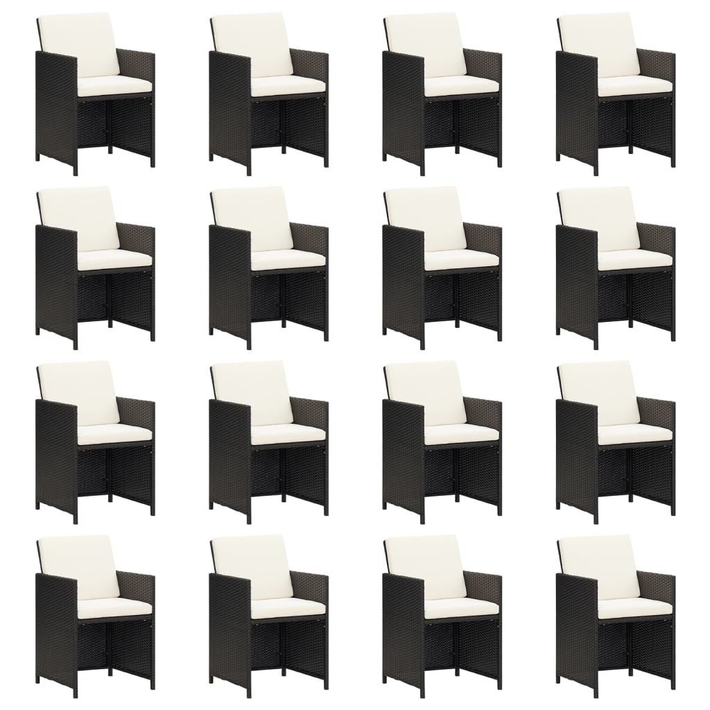 Set mobilier de grădină cu perne, 17 piese, negru, poliratan - Lando