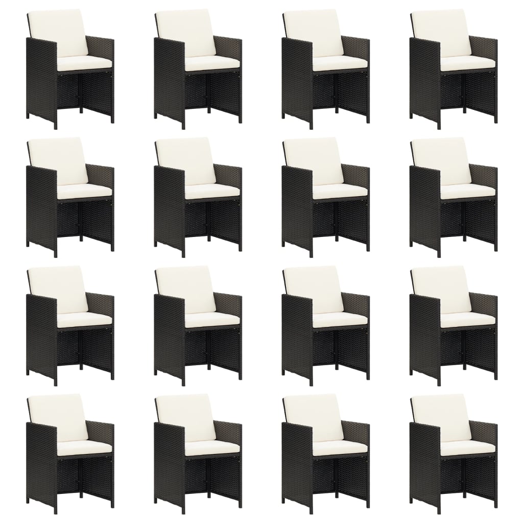Set mobilier de grădină cu perne, 21 piese, negru, poliratan - Lando