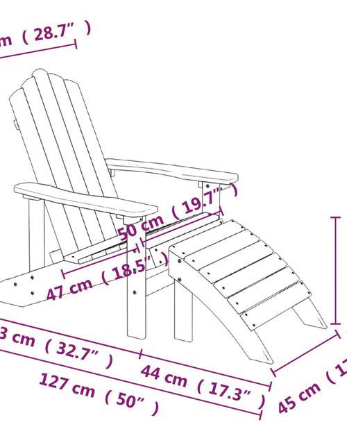 Încărcați imaginea în vizualizatorul Galerie, Scaune de grădină Adirondack cu taburete, 2 buc., alb, HDPE - Lando
