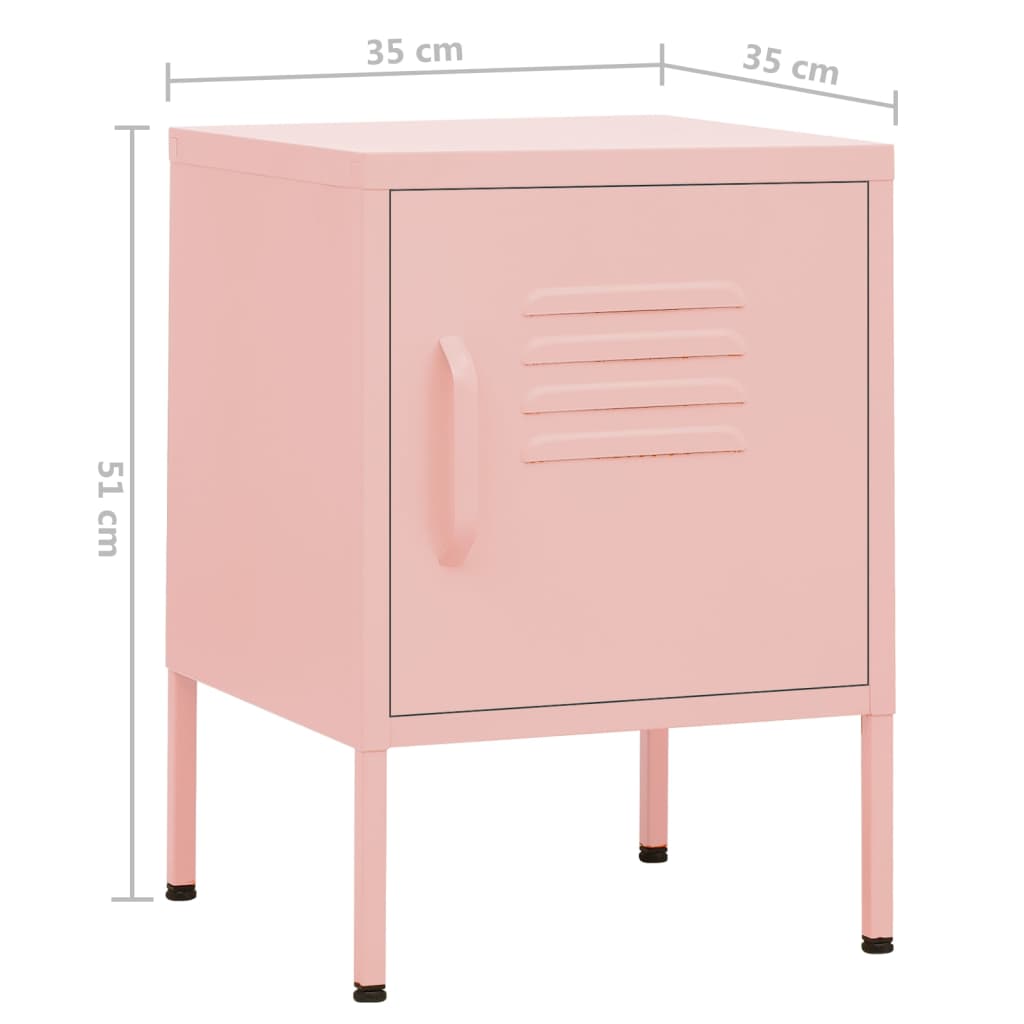 Noptiere, 2 buc., roz, 35x35x51 cm, oțel - Lando