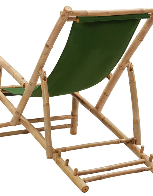 Încărcați imaginea în vizualizatorul Galerie, Scaun pliabil, verde, bambus și pânză - Lando

