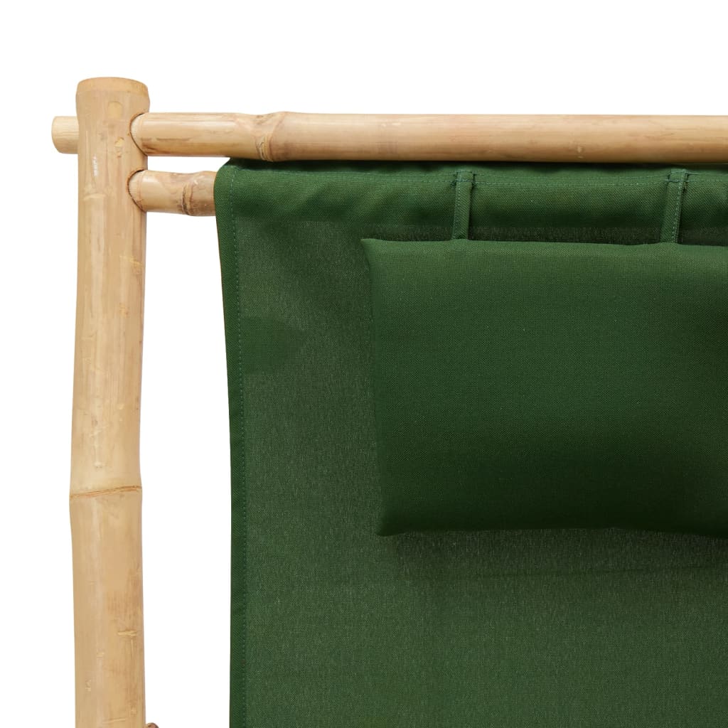 Scaun pliabil, verde, bambus și pânză - Lando