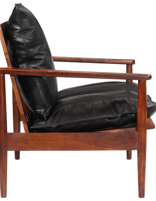 Încărcați imaginea în vizualizatorul Galerie, Canapea cu 2 locuri, negru, piele naturală &amp; lemn masiv acacia - Lando

