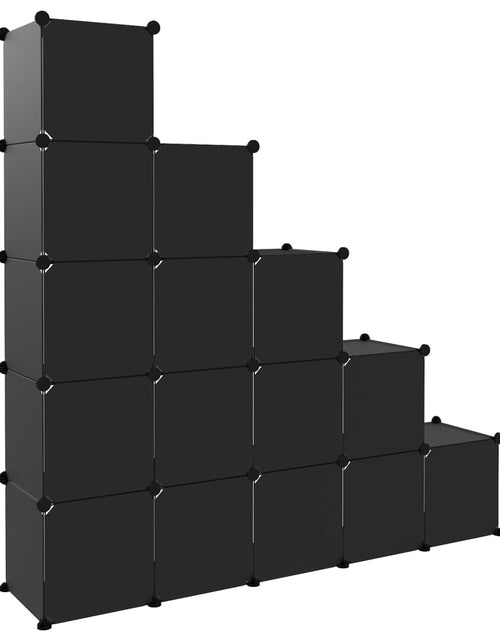 Încărcați imaginea în vizualizatorul Galerie, Organizator cub de depozitare, 15 cuburi, negru, PP - Lando
