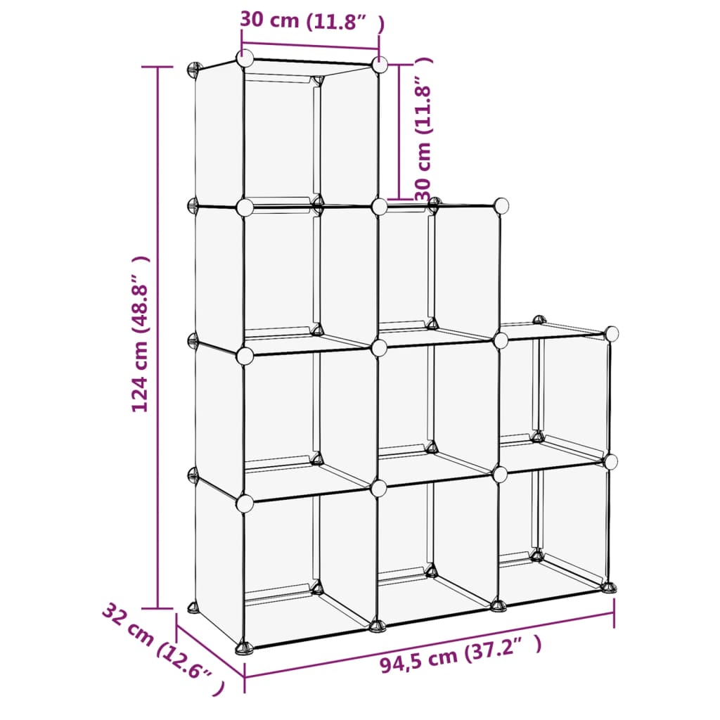 Organizator cub de depozitare, 9 cuburi, negru, PP Lando - Lando