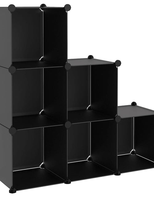 Încărcați imaginea în vizualizatorul Galerie, Organizator cub de depozitare, 6 cuburi, negru, PP Lando - Lando
