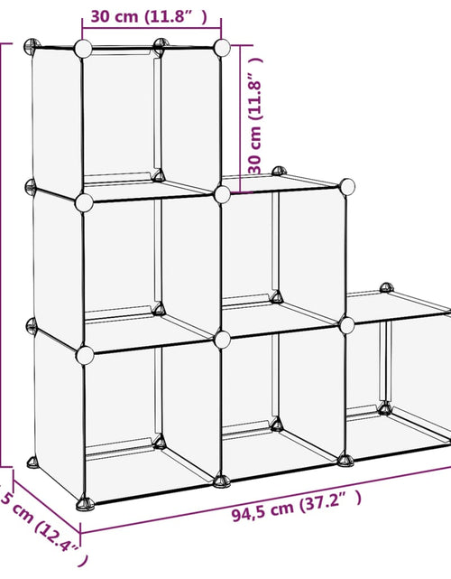 Încărcați imaginea în vizualizatorul Galerie, Organizator cub de depozitare, 6 cuburi, negru, PP Lando - Lando
