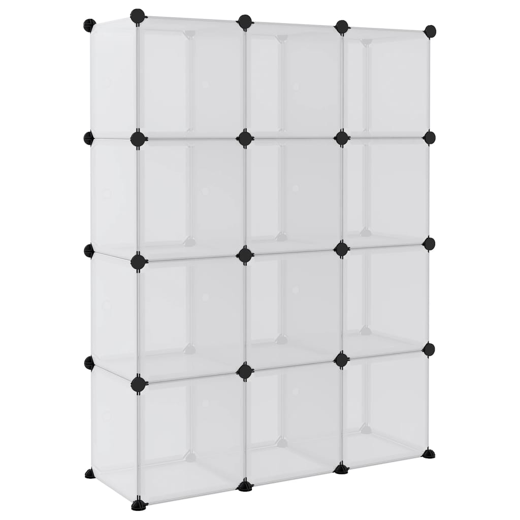 Organizator cub de depozitare cu uși, 12 cuburi, transparent PP Lando - Lando