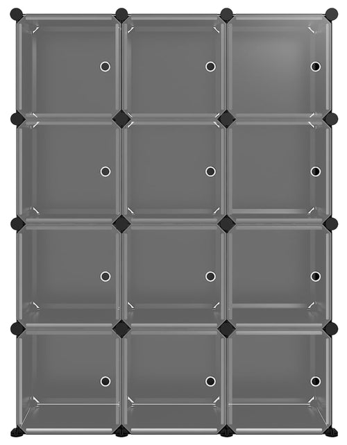 Încărcați imaginea în vizualizatorul Galerie, Organizator cub de depozitare cu uși, 12 cuburi, negru, PP Lando - Lando
