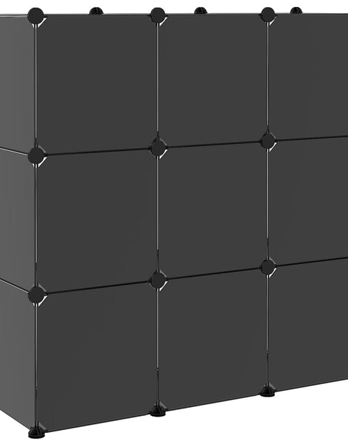 Încărcați imaginea în vizualizatorul Galerie, Organizator cub de depozitare cu uși, 9 cuburi, negru, PP Lando - Lando
