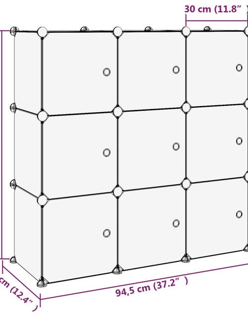 Încărcați imaginea în vizualizatorul Galerie, Organizator cub de depozitare cu uși, 9 cuburi, negru, PP Lando - Lando
