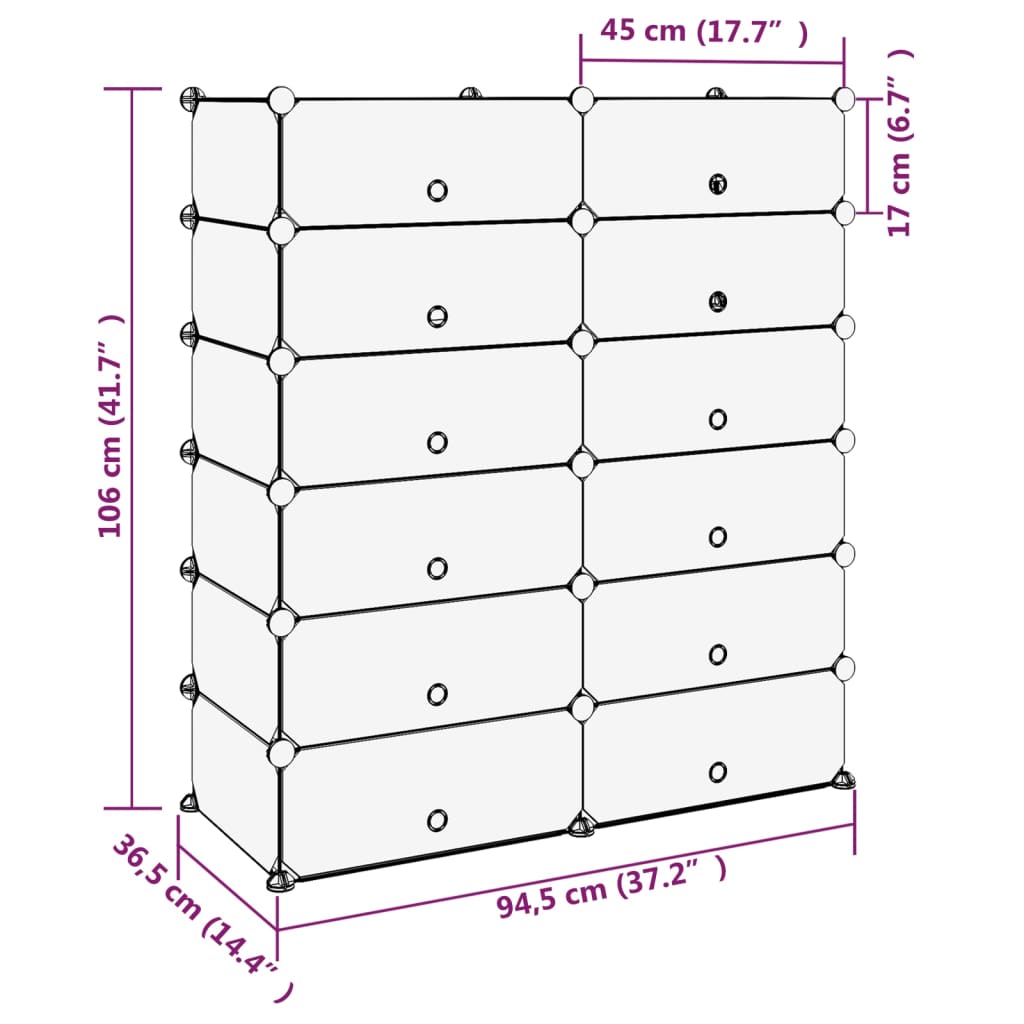 Suport de pantofi, transparent, 94,5x36,5x106 cm, PP Lando - Lando