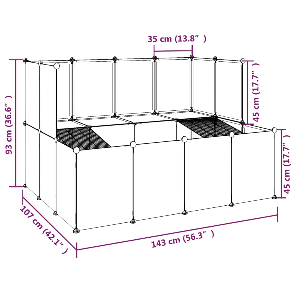 Cușcă pentru animale mici transparent 143x107x93 cm PP și oțel Lando - Lando