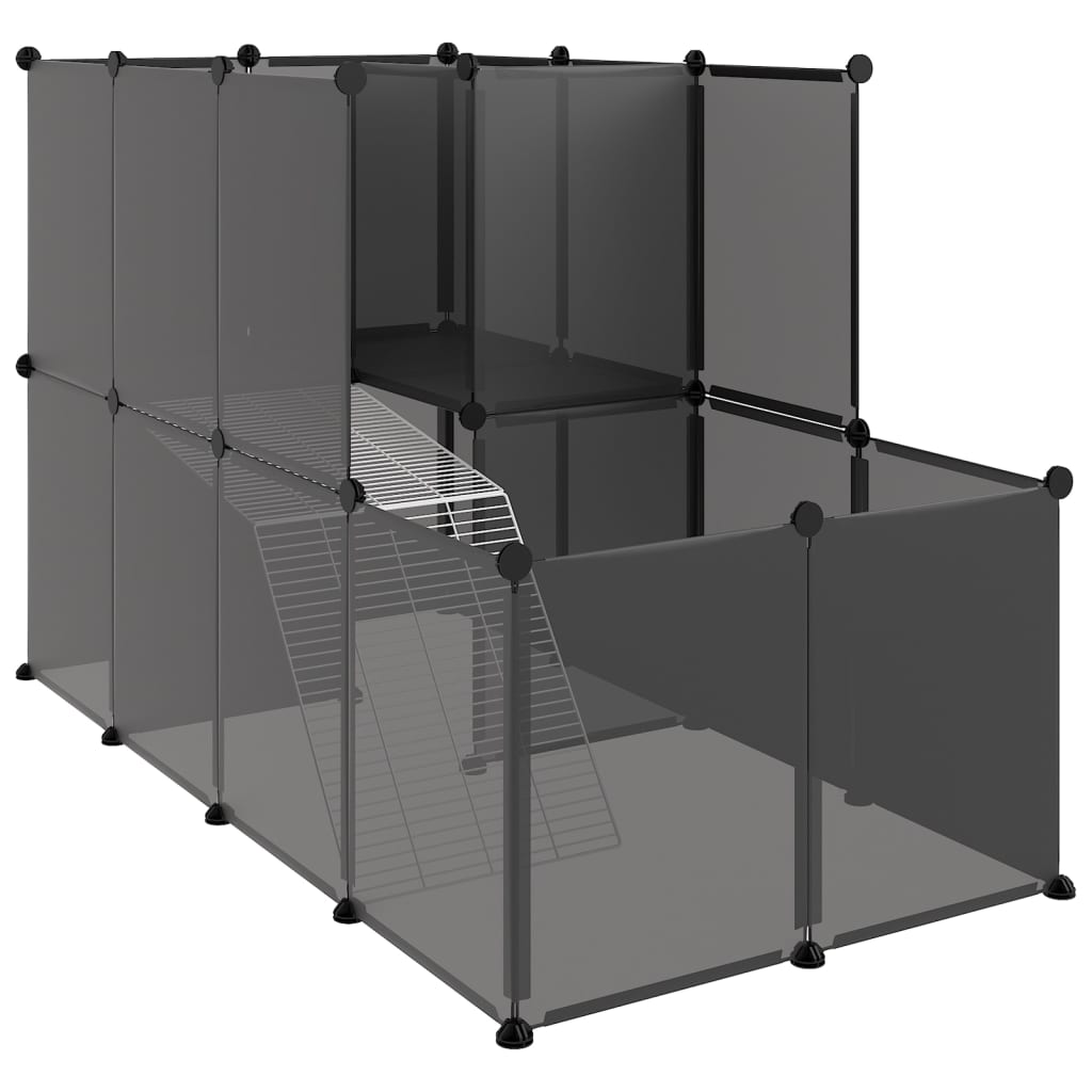 Cușcă pentru animale mici, negru, 142x74x93 cm, PP și oțel Lando - Lando