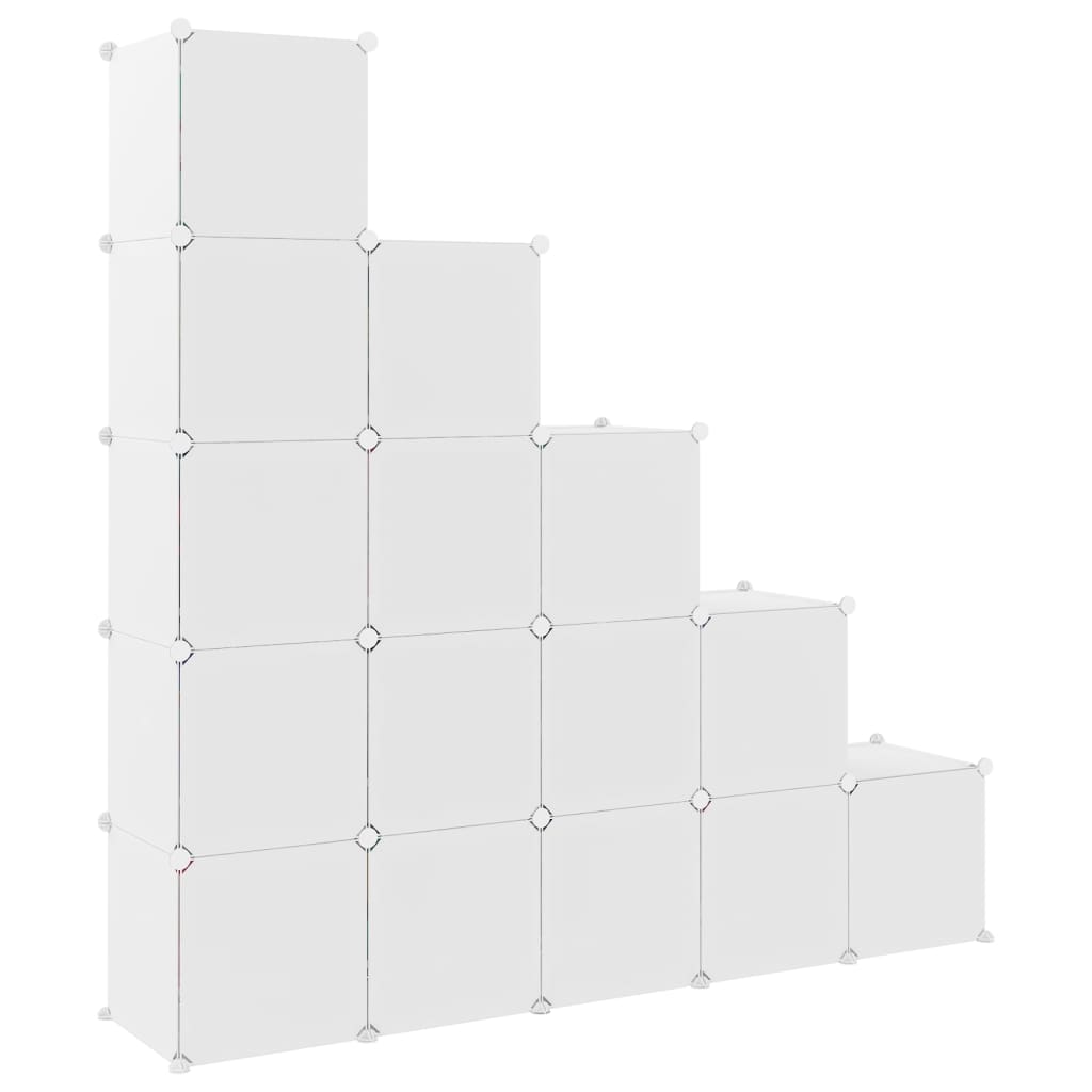 Dulap de depozitare cub pentru copii, 15 cuburi, alb, PP Lando - Lando