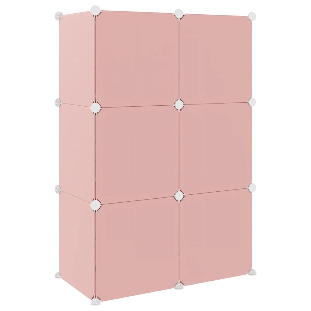 Dulap de depozitare cub pentru copii, 6 cuburi, roz, PP Lando - Lando