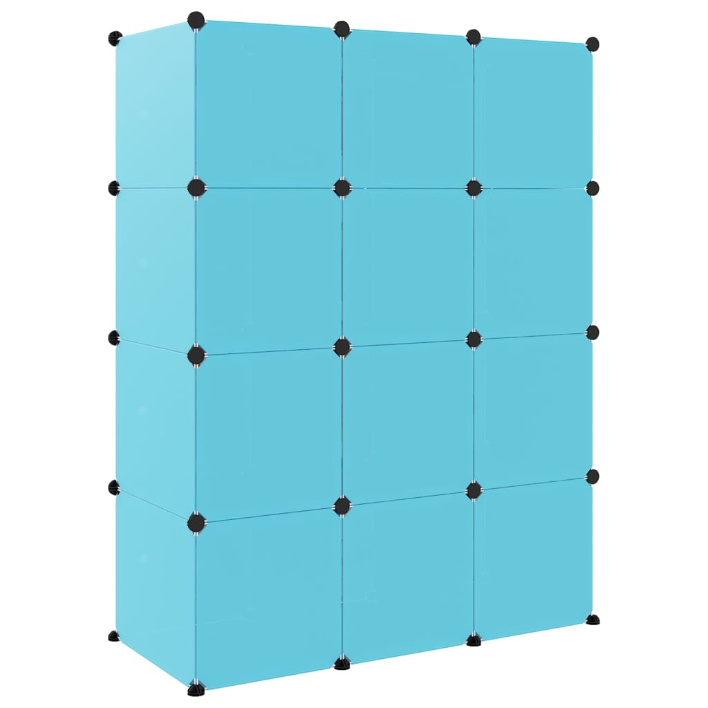 Dulap de depozitare cub pentru copii, 12 cuburi, albastru, PP Lando - Lando