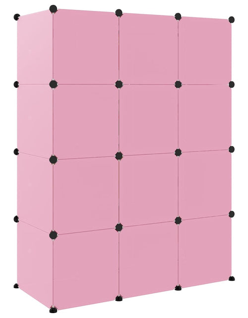 Încărcați imaginea în vizualizatorul Galerie, Dulap de depozitare cub pentru copii, 12 cuburi, roz, PP Lando - Lando
