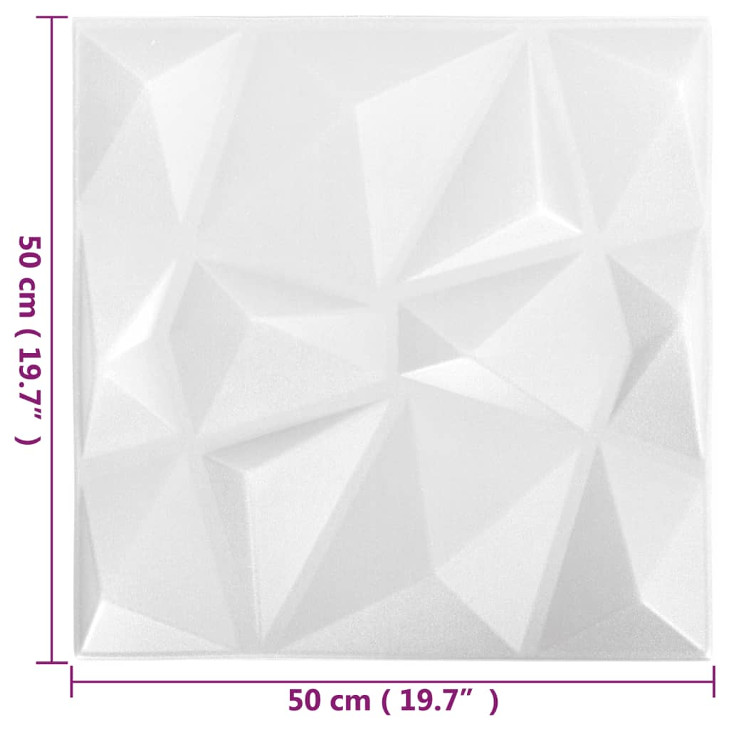 Panouri de perete 3D 24 buc. alb 50x50 cm model diamant 6 m² Lando - Lando