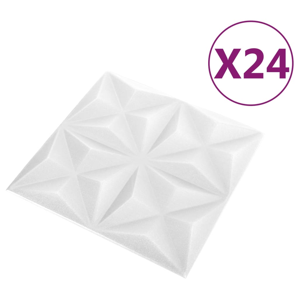 Panouri de perete 3D 24 buc. alb 50x50 cm model origami 6 m² Lando - Lando