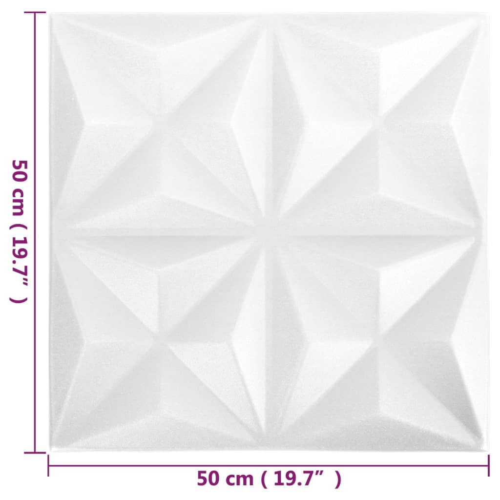 Panouri de perete 3D 48 buc. alb 50x50 cm model origami 12 m² Lando - Lando