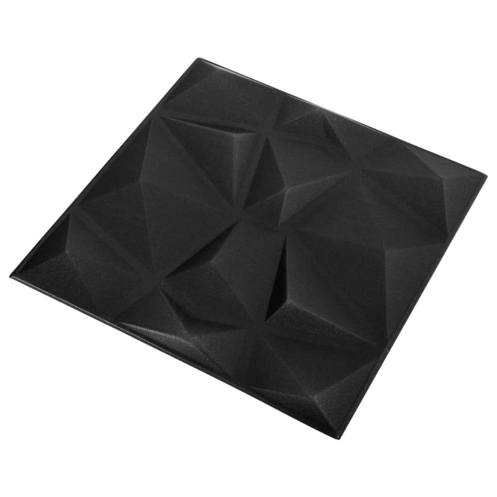 Panouri de perete 3D 24 buc. negru 50x50 cm model diamant 6 m² Lando - Lando