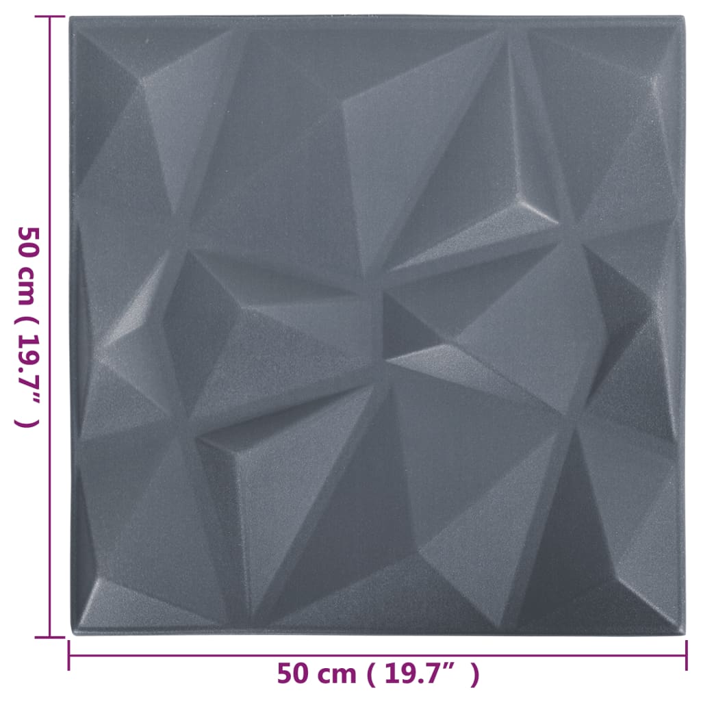 Panouri de perete 3D 48 buc. gri 50x50 cm model diamant 12 m² Lando - Lando