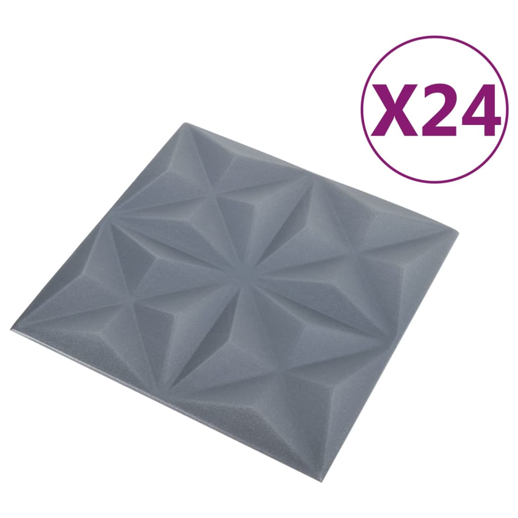 Panouri de perete 3D 24 buc. gri 50x50 cm model origami 6 m² Lando - Lando