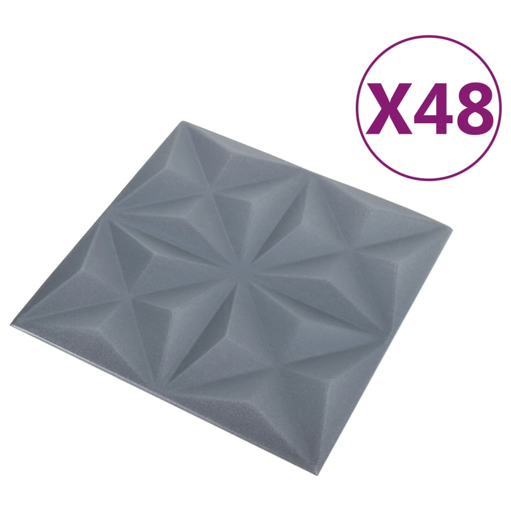 Panouri de perete 3D 48 buc. gri 50x50 cm model origami 12 m² Lando - Lando
