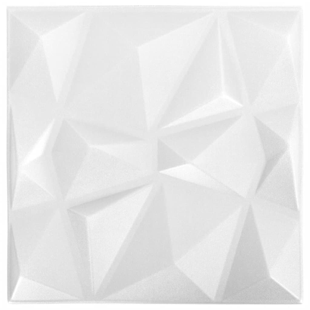 Panouri de perete 3D 12 buc. alb 50x50 cm model diamant 3 m² - Lando