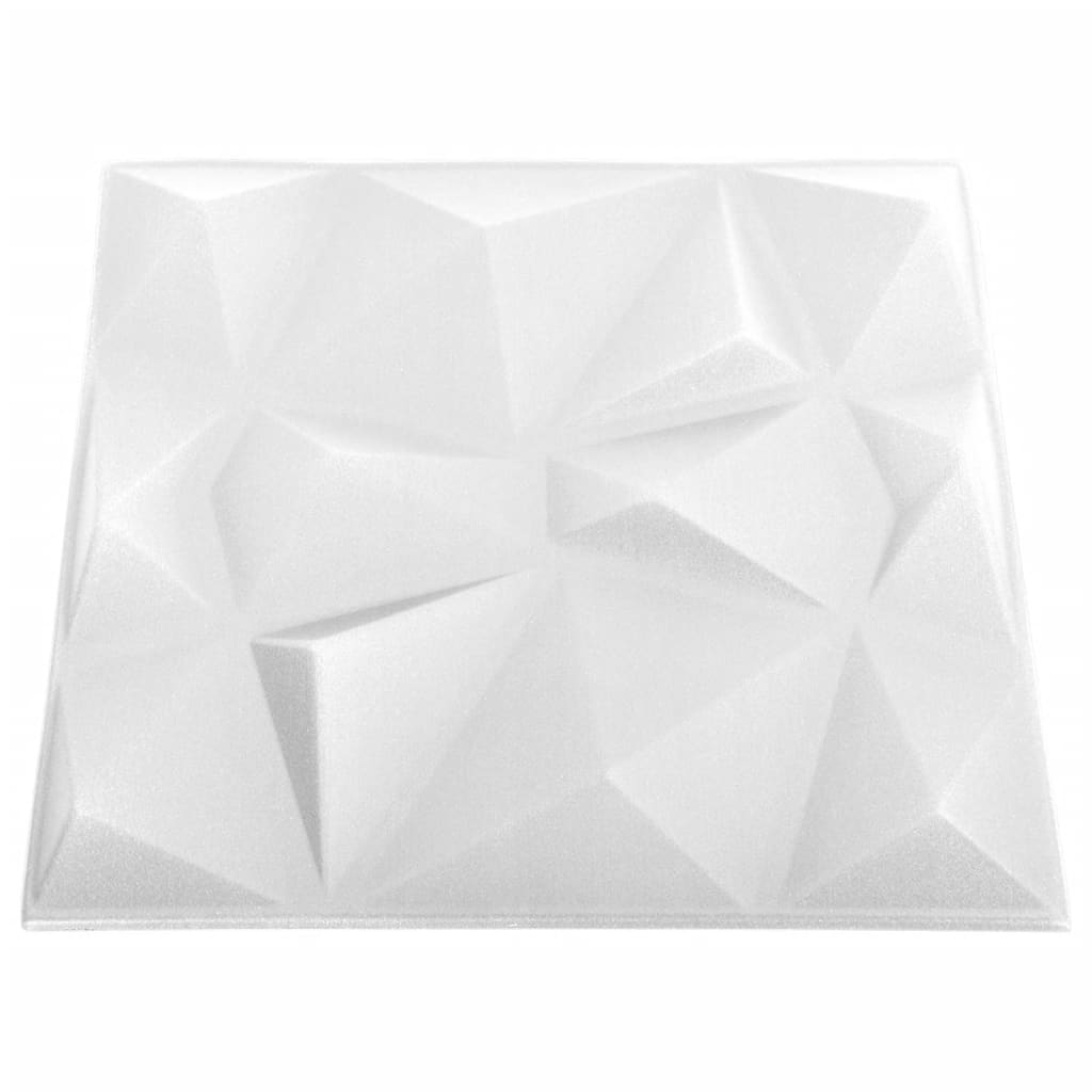 Panouri de perete 3D 12 buc. alb 50x50 cm model diamant 3 m² - Lando