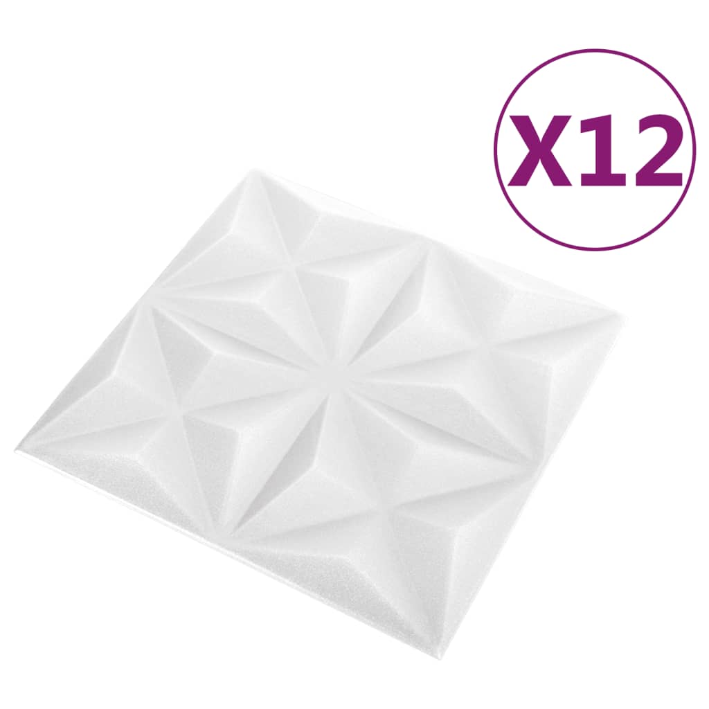 Panouri de perete 3D 12 buc. alb 50x50 cm model origami 3 m² - Lando