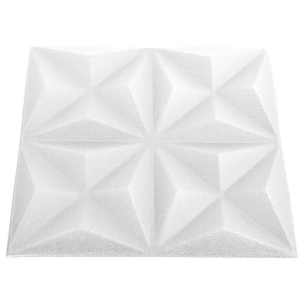 Panouri de perete 3D 12 buc. alb 50x50 cm model origami 3 m² - Lando