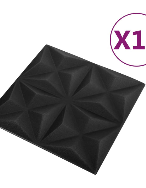 Încărcați imaginea în vizualizatorul Galerie, Panouri de perete 3D 12 buc. negru 50x50 cm model origami 3 m² Lando - Lando
