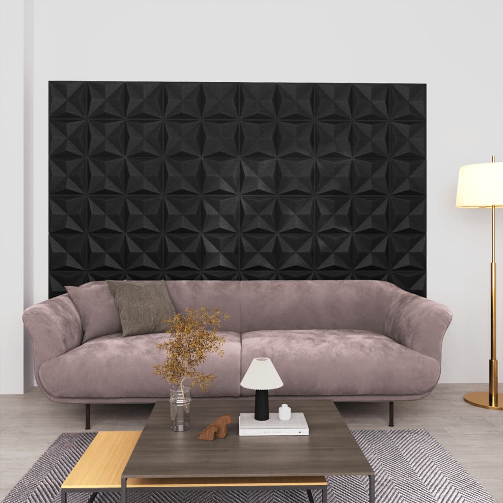 Panouri de perete 3D 12 buc. negru 50x50 cm model origami 3 m² Lando - Lando