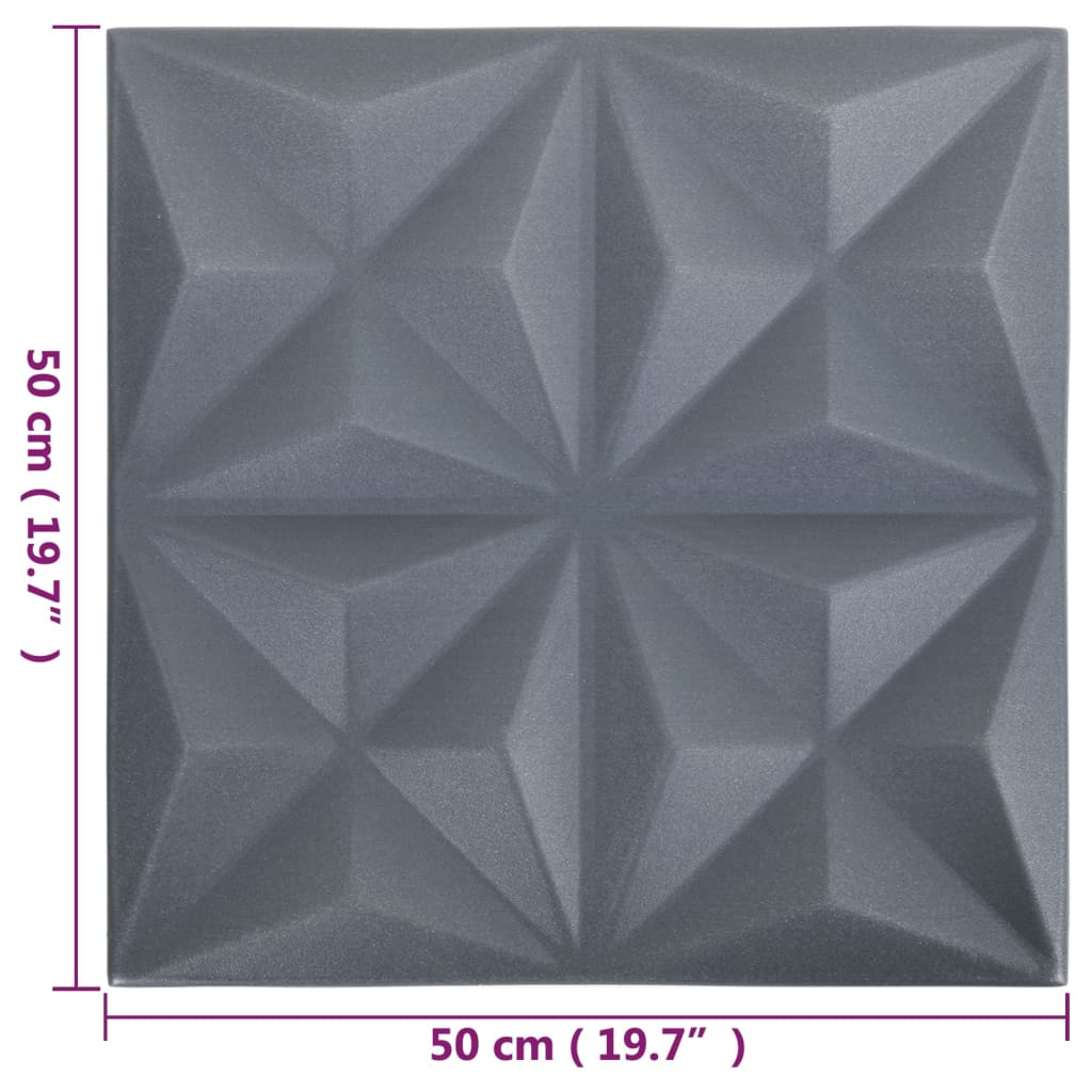 Panouri de perete 3D 12 buc. gri 50x50 cm model origami 3 m² Lando - Lando