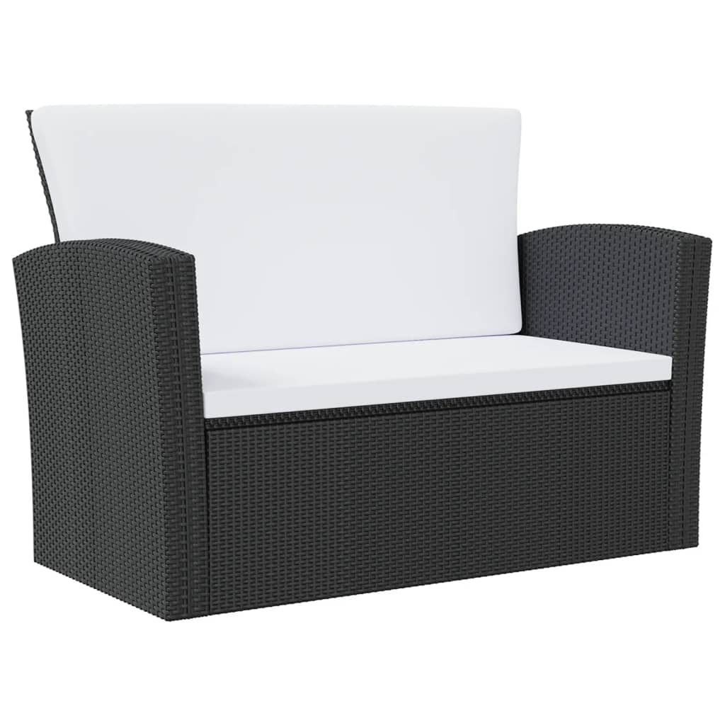 Set mobilier de grădină cu perne, 8 piese, negru, poliratan - Lando