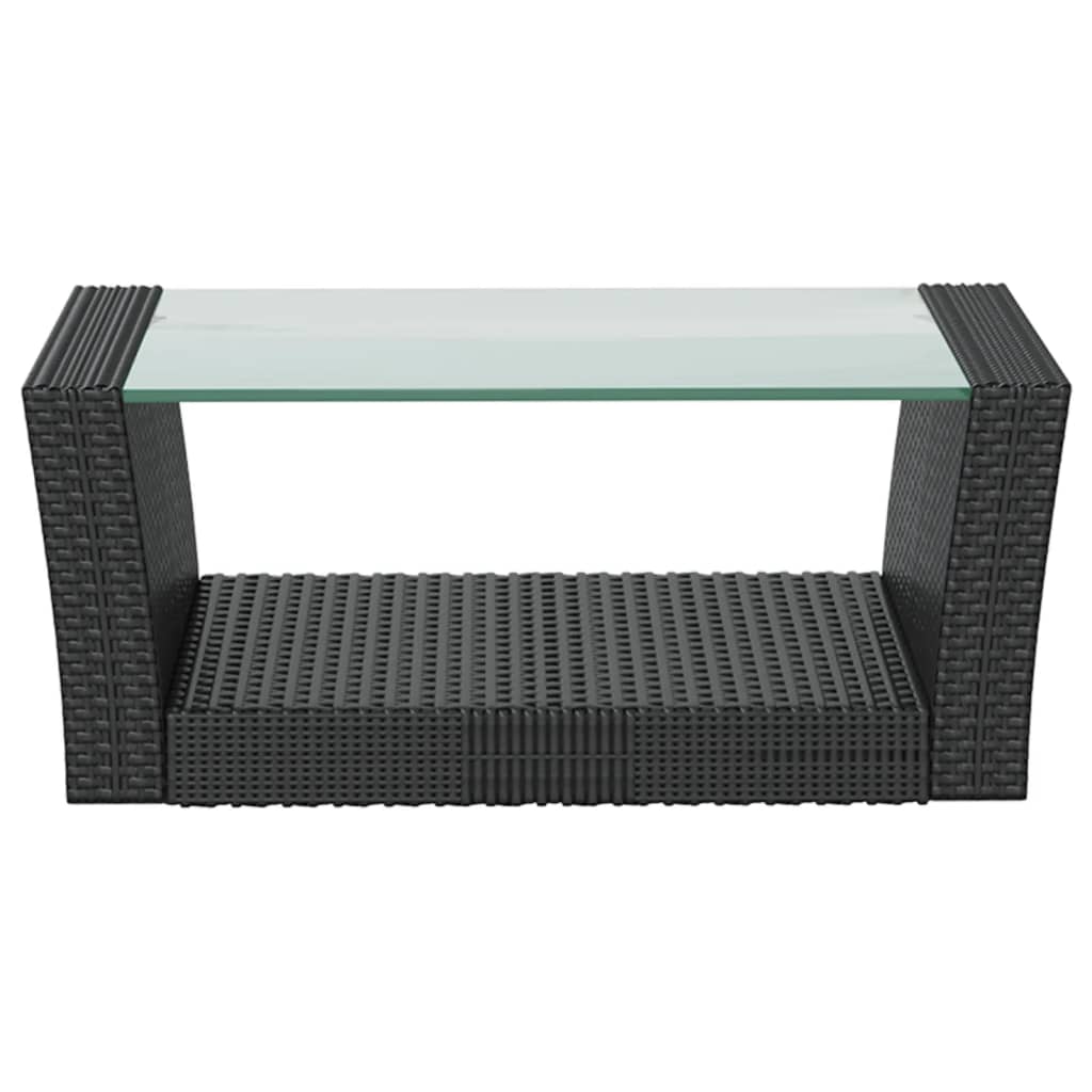 Set mobilier de grădină cu perne, 8 piese, negru, poliratan - Lando