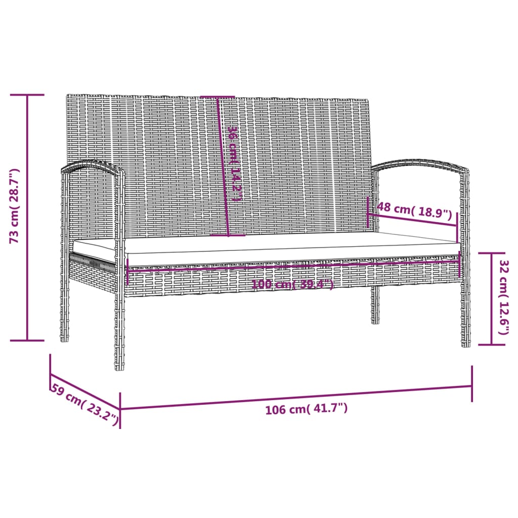 Set mobilier de grădină cu perne, 16 piese, negru, poliratan - Lando