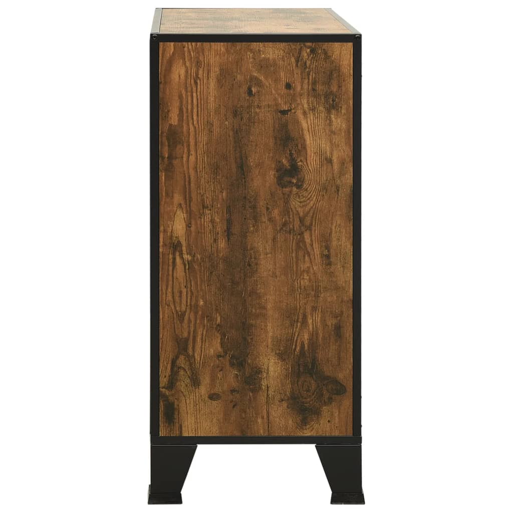 Dulapuri de depozitare 2 buc. maro rustic 72x36x82 cm metal/MDF - Lando