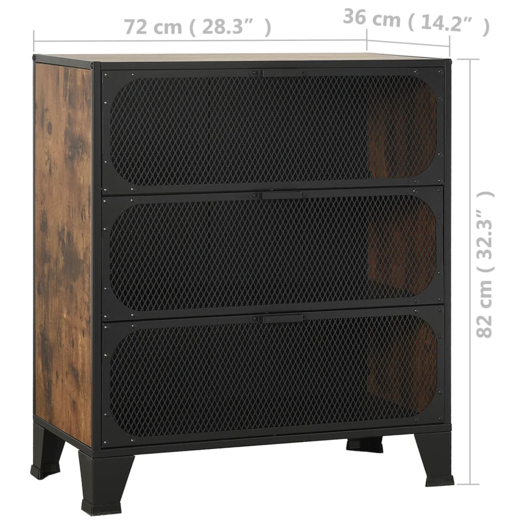 Dulapuri de depozitare 2 buc. maro rustic 72x36x82 cm metal/MDF - Lando