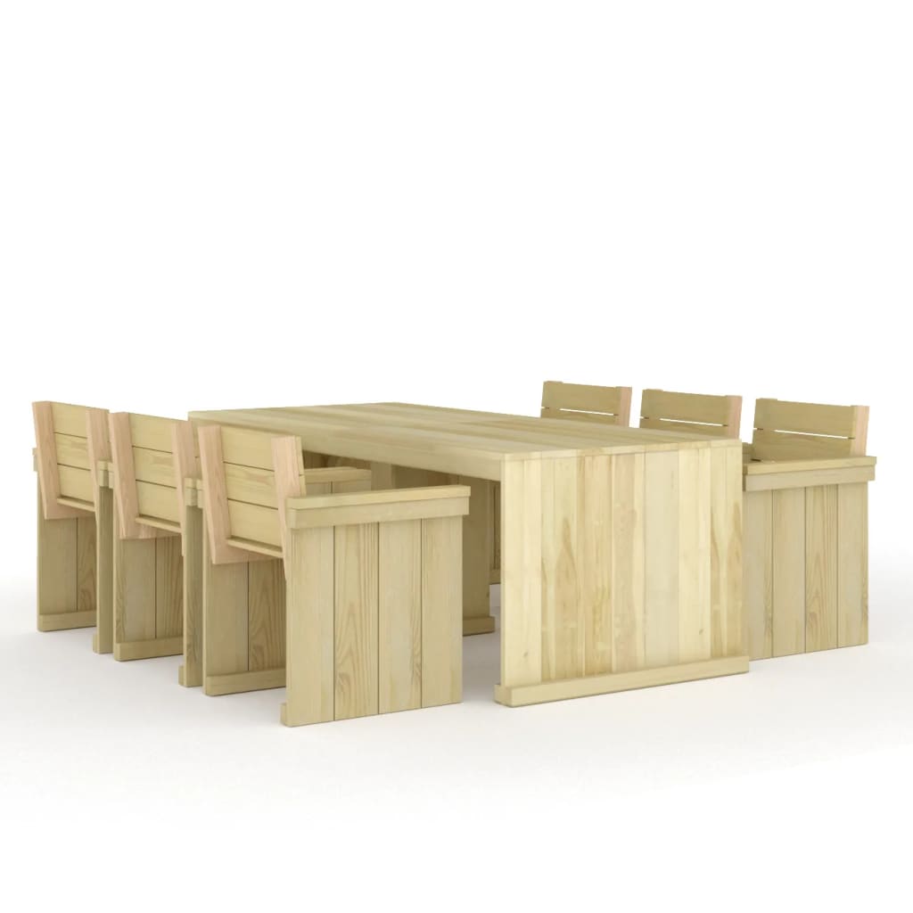Set mobilier de grădină, 7 piese, lemn de pin tratat - Lando