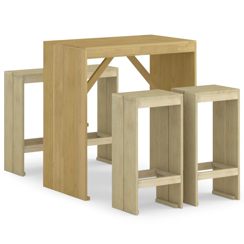 Set mobilier de bar de grădină, 5 piese, lemn de pin tratat - Lando