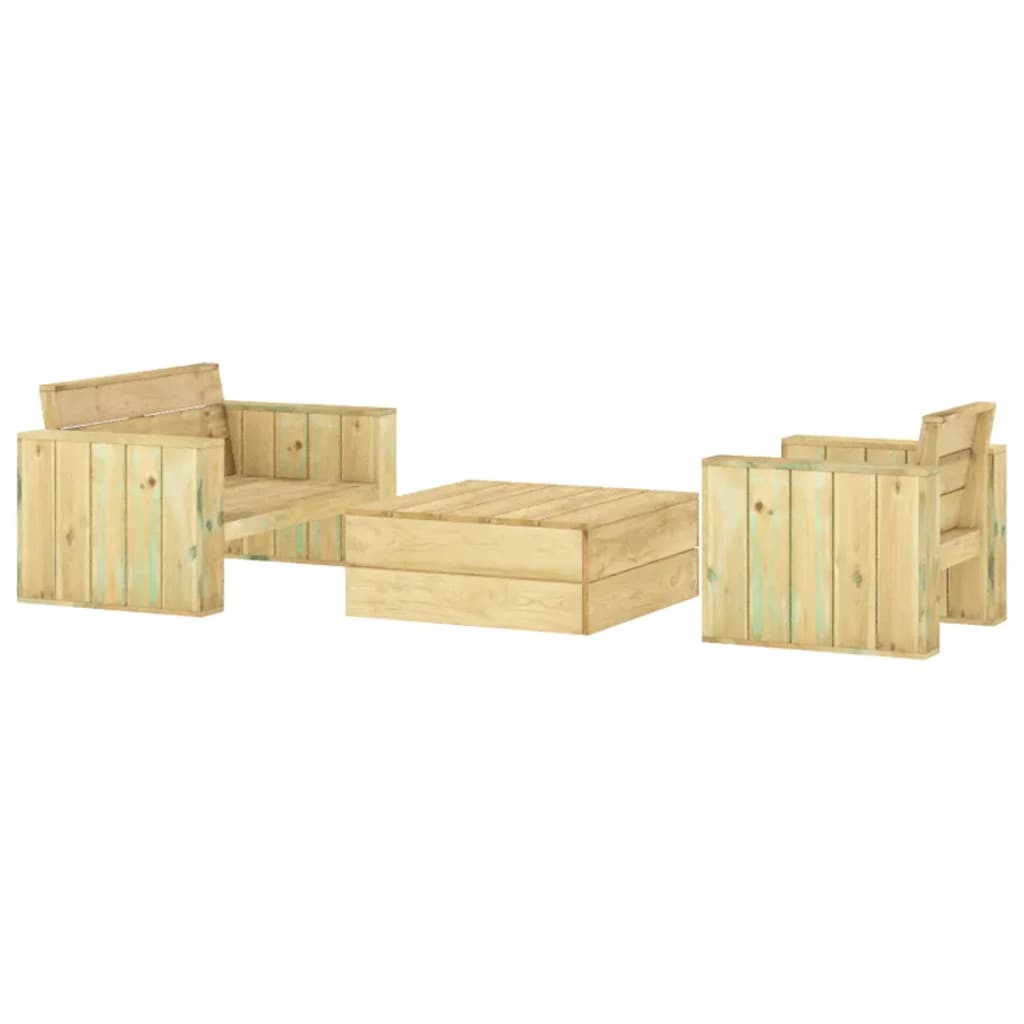 Set mobilier de grădină, 3 piese, lemn masiv pin tratat - Lando