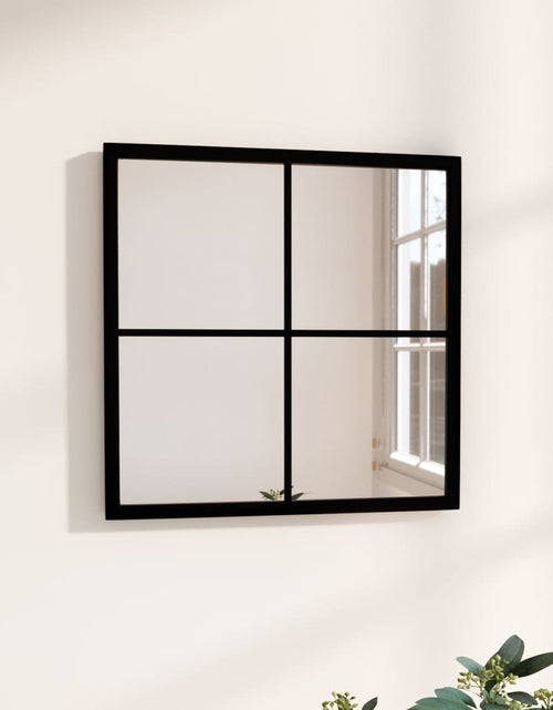 Încărcați imaginea în vizualizatorul Galerie, Oglindă de perete, negru, 40x40 cm, metal Lando - Lando
