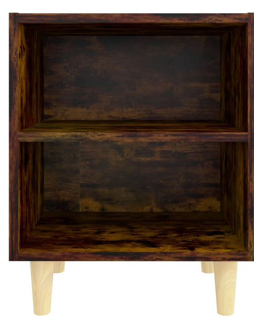 Загрузите изображение в средство просмотра галереи, Noptieră cu picioare din lemn masiv, stejar afumat, 40x30x50 cm - Lando
