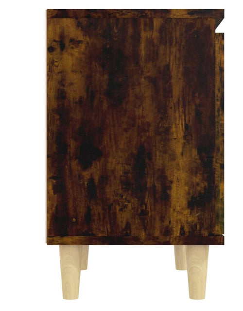 Încărcați imaginea în vizualizatorul Galerie, Noptieră cu picioare din lemn masiv, stejar fumuriu, 40x30x50cm - Lando
